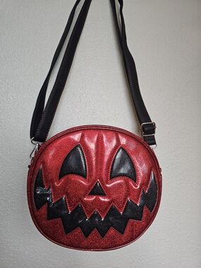 Pumpkin Kult Red Glitter Crossbody Bag